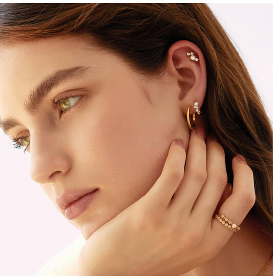  Starlit Drops - Earrings - Silver / 14kt GP - Pearl - 1cm